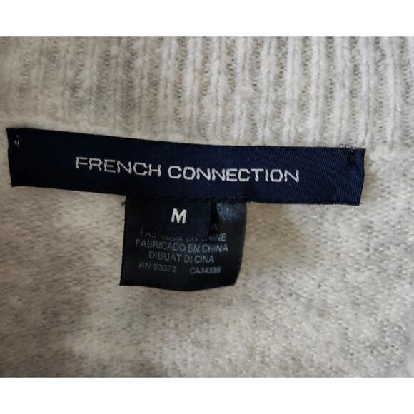 French Connection Sweater Medium Cream Long Sleeve Ruffle Wool Blend - Picture 5 of 8